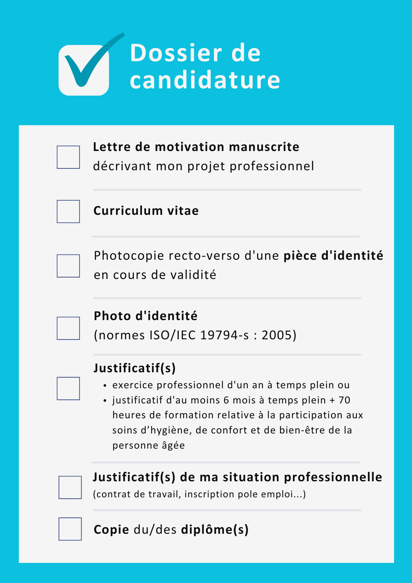 dossier candidature ASHQ Check list